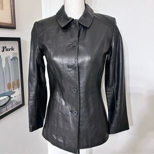 Alfani Petite Women's Black Leather Tailored Blazer Jacket Petite